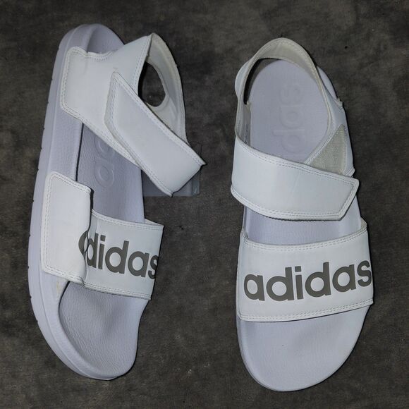 Adidas Adilette Strappy Sandal Womens Size 10 White Champagne Adjustable Slide - Picture 1 of 14
